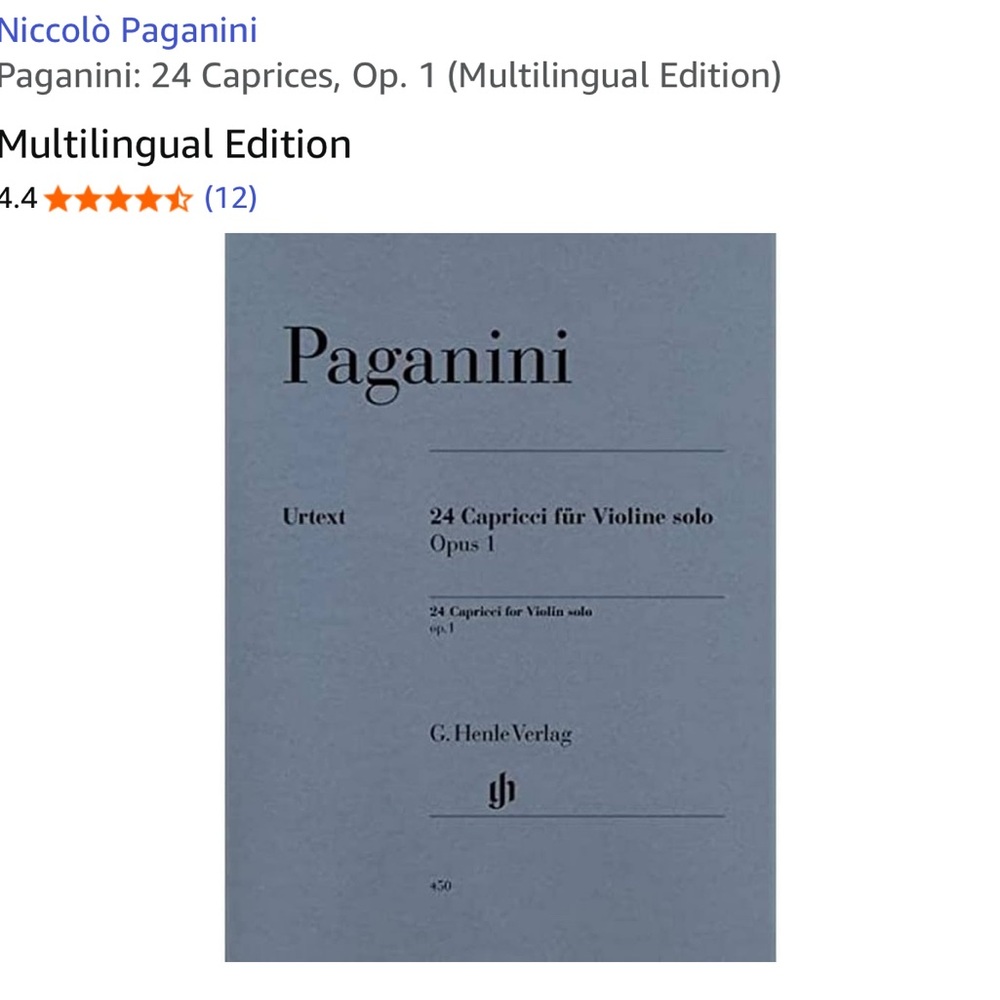 Paganini 24 Caprices for Violin Solo - Multilingual Edition
